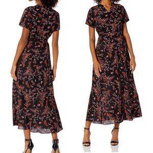 Nanette Lepore  floral long belted shirt dress 8
